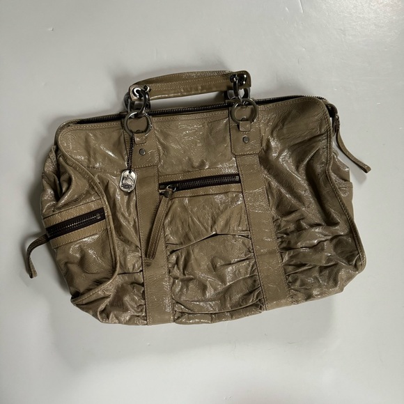 Lanvin Patent Taupe Carry All Handbag with Silver Hardware - Picture 2 of 16